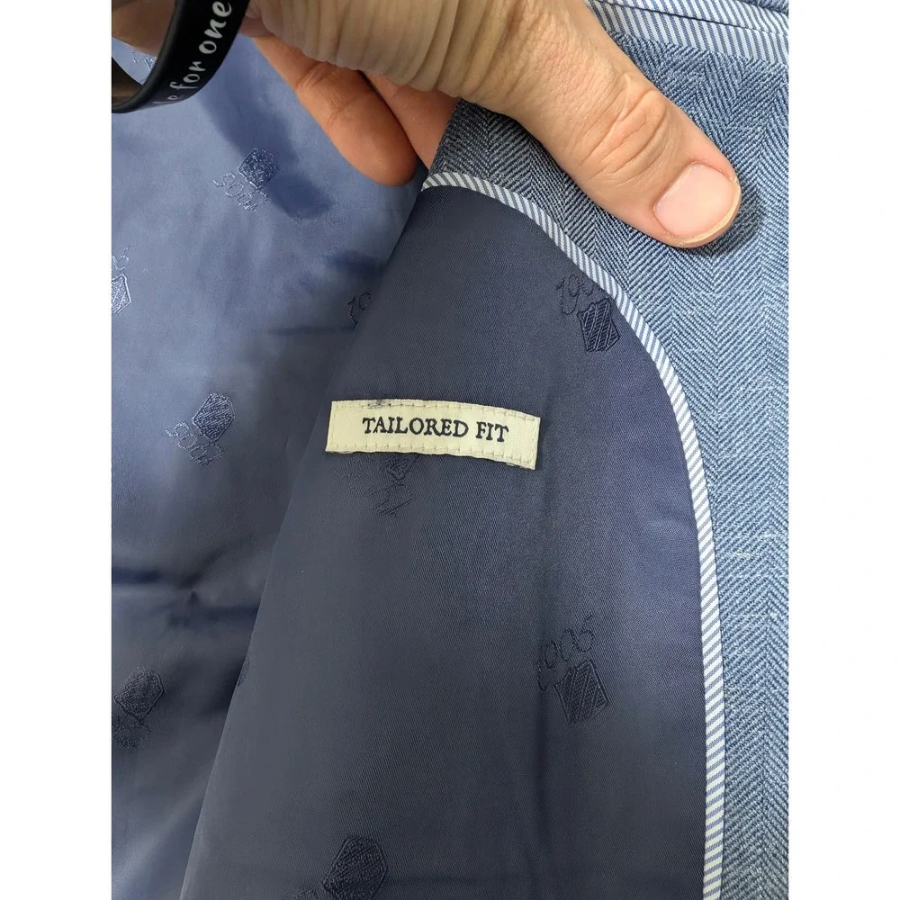 Jos. A. Bank Brrr Nylon Sport Coat Mens 44R Blue Wool Silk Linen Stretch‎ 1905